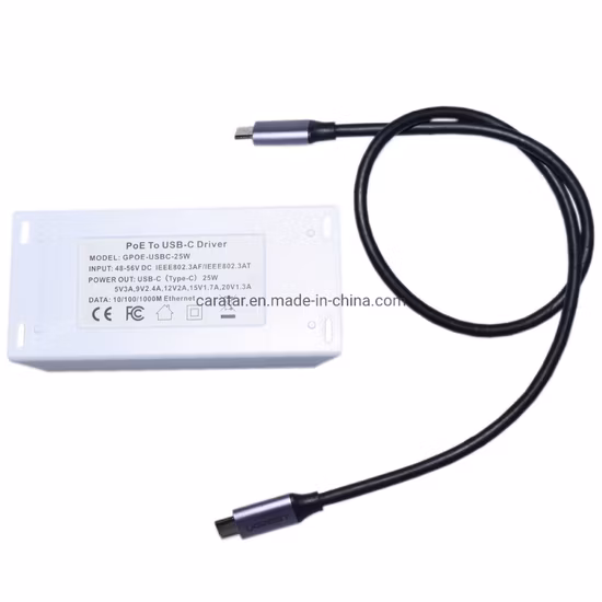 Gpoe-Usbc-25W IEEE802.3at Compatible Gigabit Splitter Poe 25 Watt Power to Type C Device