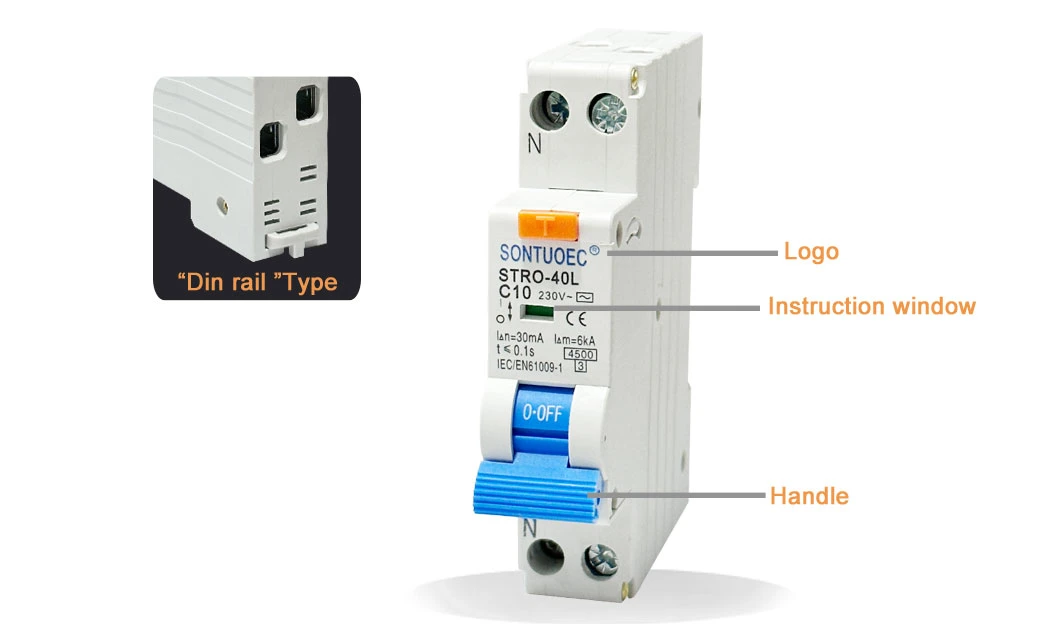 1p+N Series 40A/30mA Electronic Type Over Load Protection Circuit Breaker RCBO